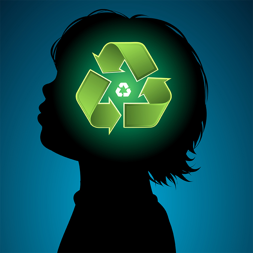 animated picture of someone thinking recycling.